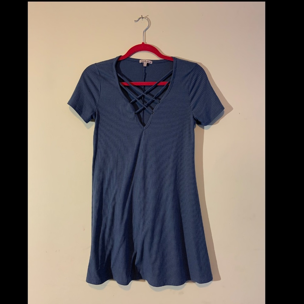 Ribbed navy blue dress
